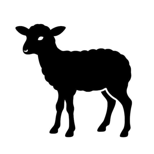 una pecora nera con una faccia nera e una silhouette nera di una pecora