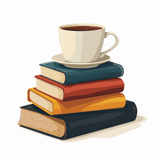 Una pila di libri con il caffè in cima A
