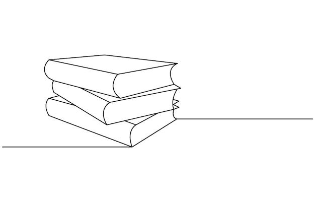 una pila di libri con una linea disegnata in cima