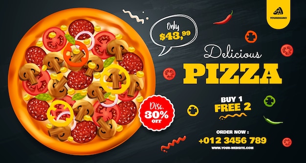 Una pizza deliziosa in stile realistico.