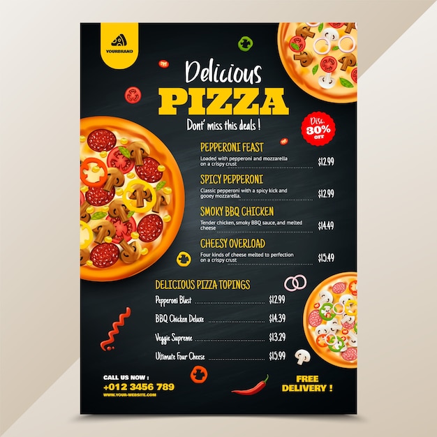 Una pizza deliziosa in stile realistico.