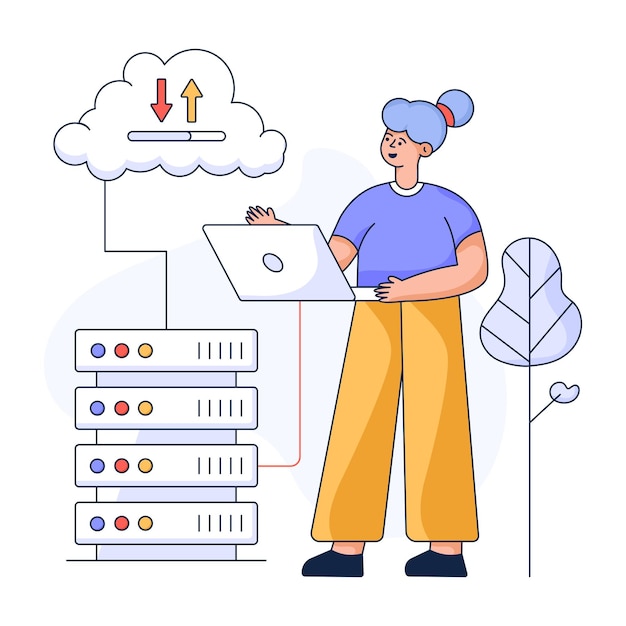 Una pratica illustrazione piatta dell'hosting del server