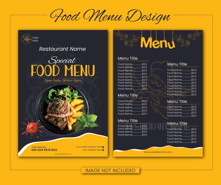 Vettore una progettazione del menu per un ristorante
