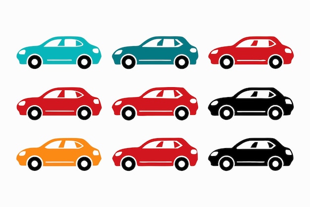 una raccolta di auto con colori diversi e la parola auto su di loro