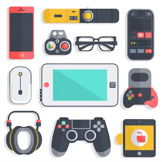 una raccolta di controller di videogiochi tra cui uno che dice il numero 5