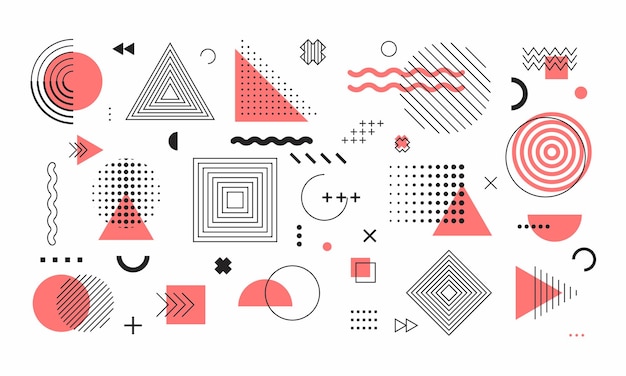 una raccolta di diversi disegni e forme geometriche