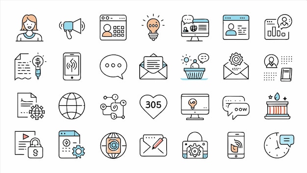 una raccolta di icone che include un dispositivo digitale con il numero 50 in cima
