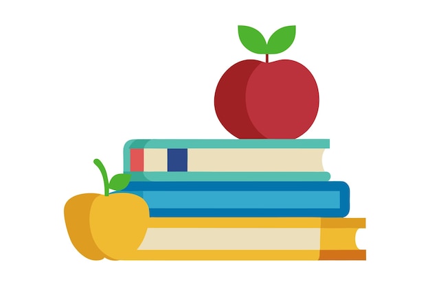 una raccolta di libri inclusa su una tabella un'illustrazione vettoriale su uno sfondo bianco