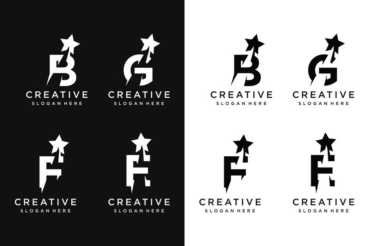 Una raccolta di modelli di logo di lettere che funzionano con le stelle