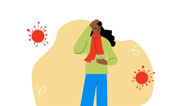 Una ragazza malata. Malattia, influenza. Temperatura elevata