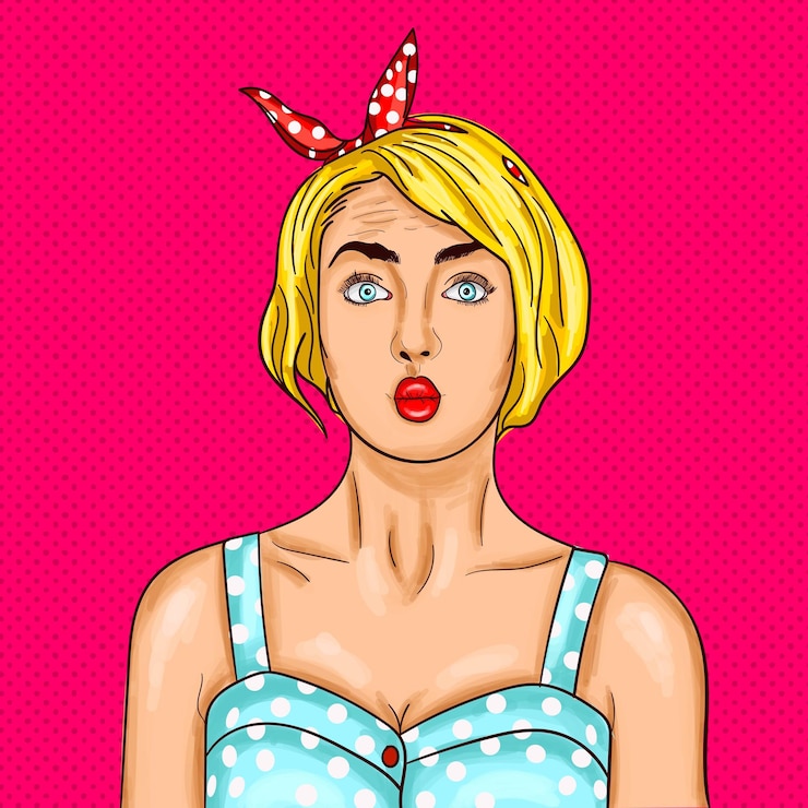 Vettore una ragazza scioccante illustrazione di arte pop
