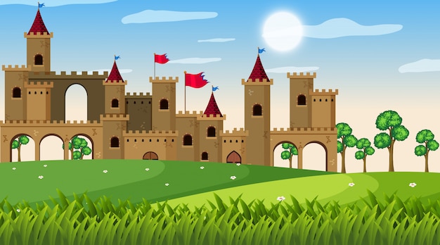 Una scena all'aperto con il castello