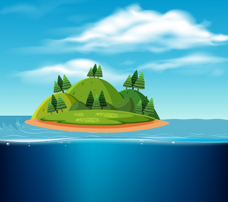 Vettore una scena dell'isola deserta