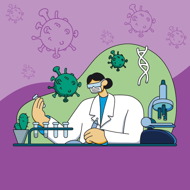 una scienziata in tuta da laboratorio che fa ricerche