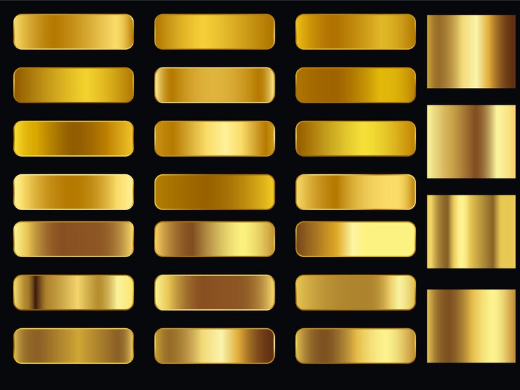 una serie di barre d'oro con le parole oro su di loro