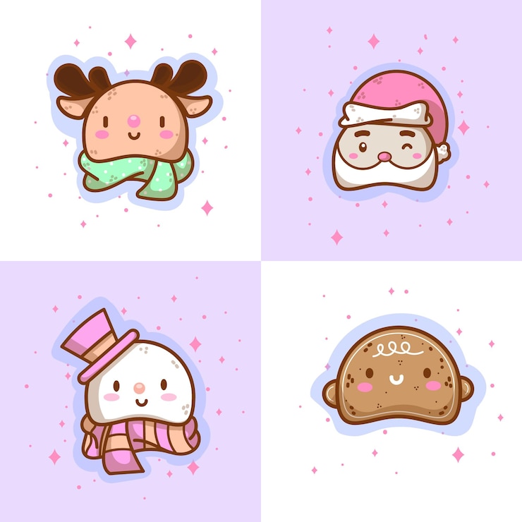 una serie di carine illustrazioni per Natale