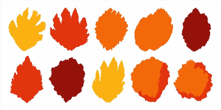 Vettore una serie di foglie arancioni e rosse con le parole autunno