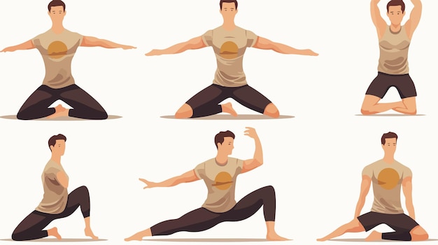 una serie di foto di un uomo che fa yoga