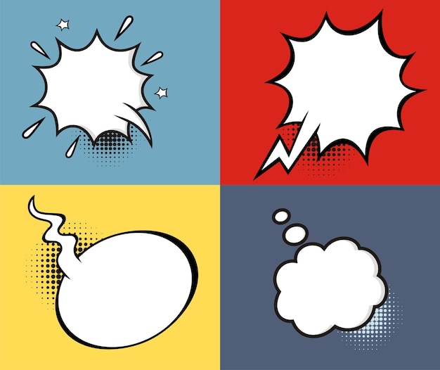 Una serie di fumetti ed elementi comici