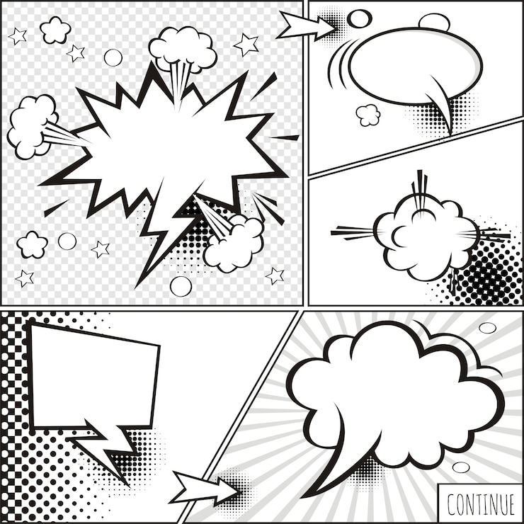 Vettore una serie di fumetti ed elementi con ombre di mezzitoni