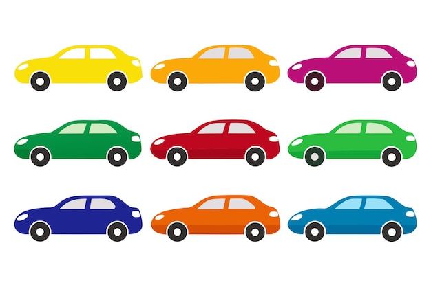 una serie di immagini di diverse auto colorate con una di loro etichettata con colori diversi