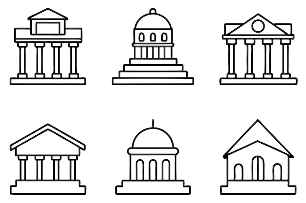 una serie di immagini di edifici e colonne con colonne e colonne