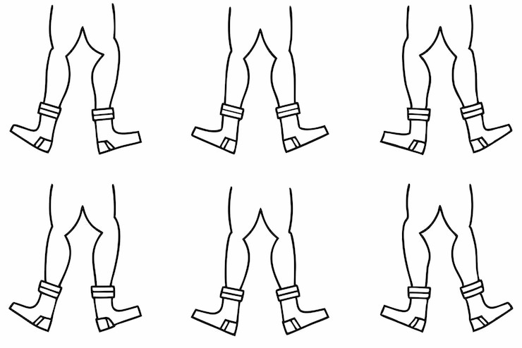 Vettore una serie di immagini di gambe e gambe con il numero 1 su di loro