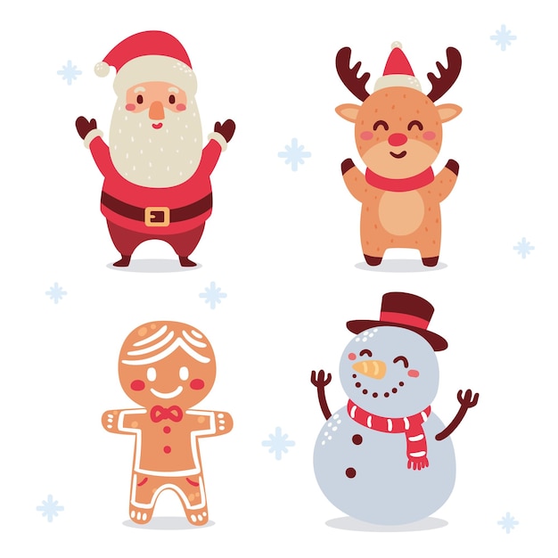 una serie di immagini di Natale tra cui Santa Santa Santa e l'uomo di neve