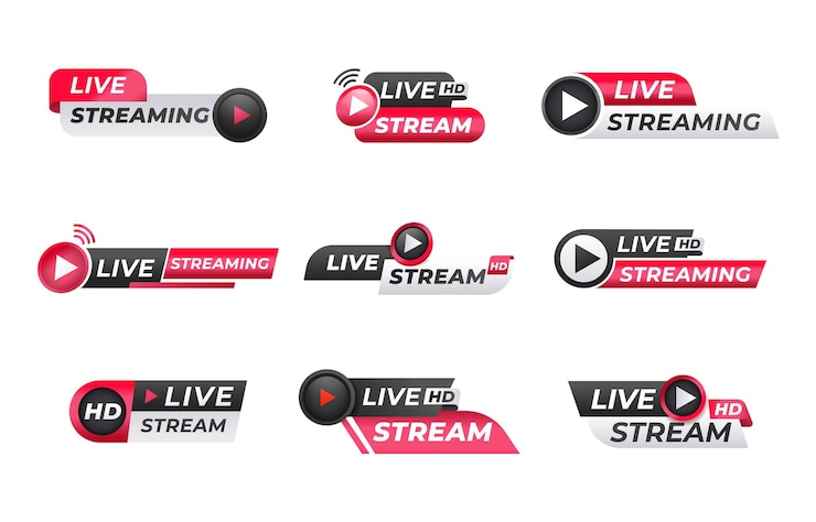 Vettore una serie di loghi che includono musica dal vivo streamline streamline e la parola live