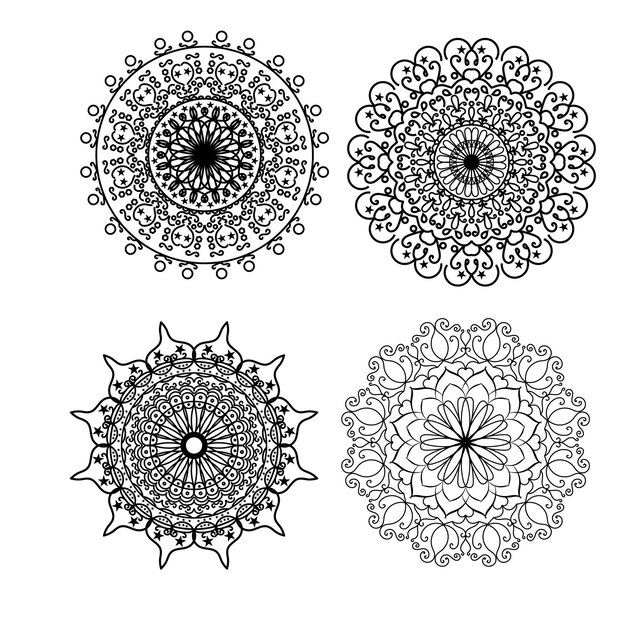 Una serie di mandala con disegni diversi.