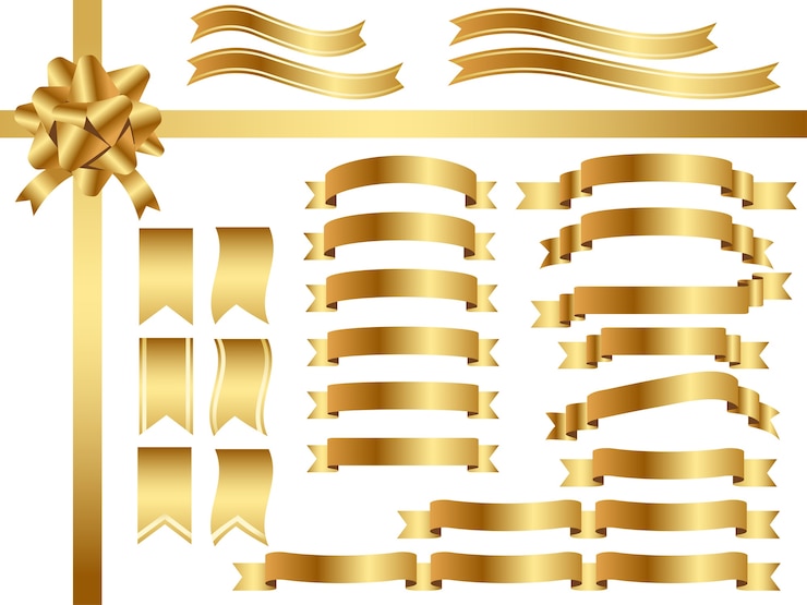 Vettore una serie di nastri d&#39;oro assortiti
