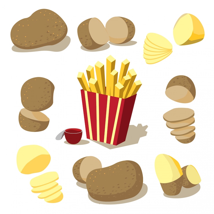 Vettore una serie di prodotti a base di patate