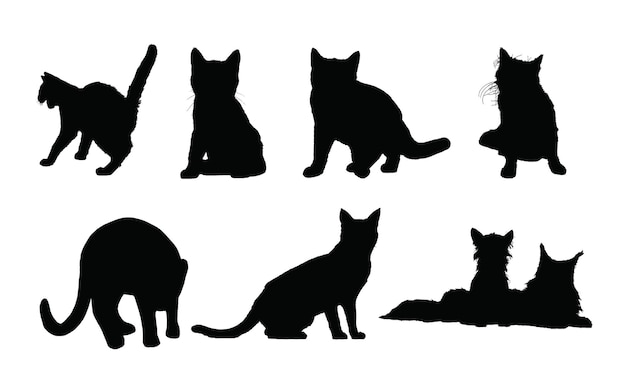 Una serie di sagome di gatti e un gatto.