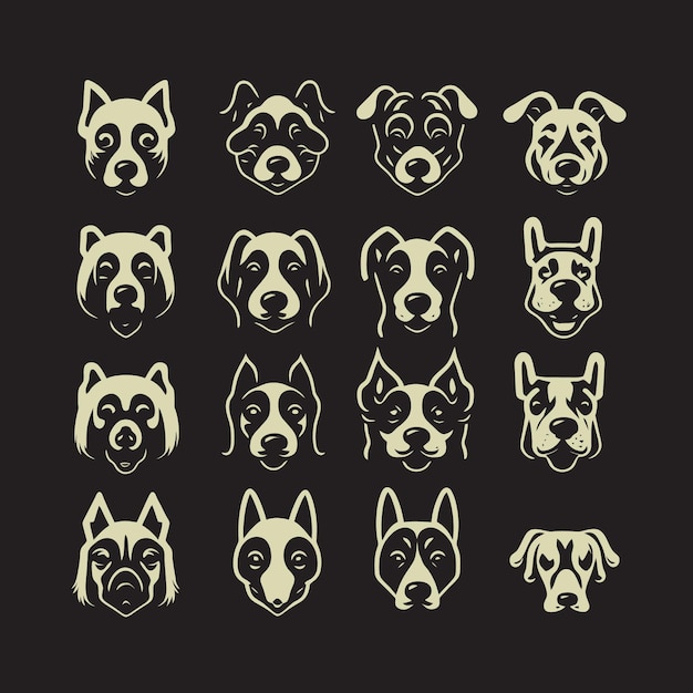 Una serie di teste di cane con la testa di un cane.