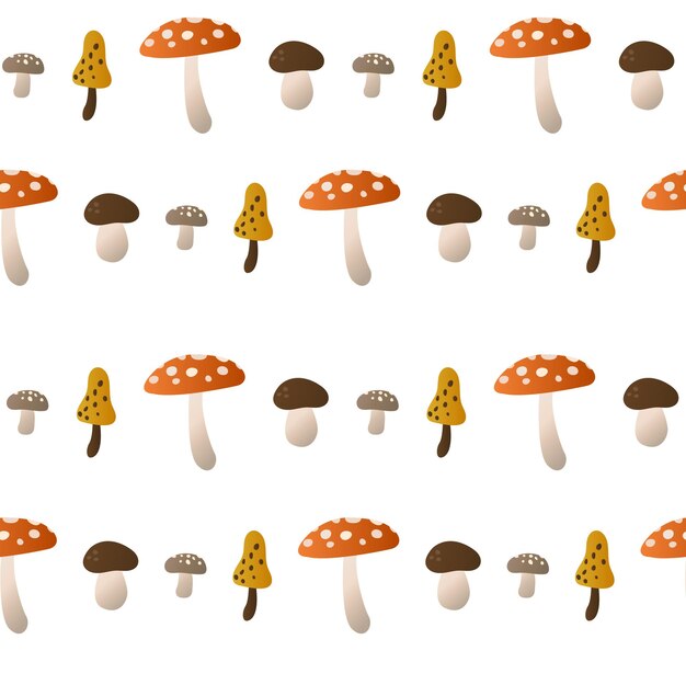 Una serie di vari cappelli multicolori di funghi autunnali e un'atmosfera autunnale di dimensioni