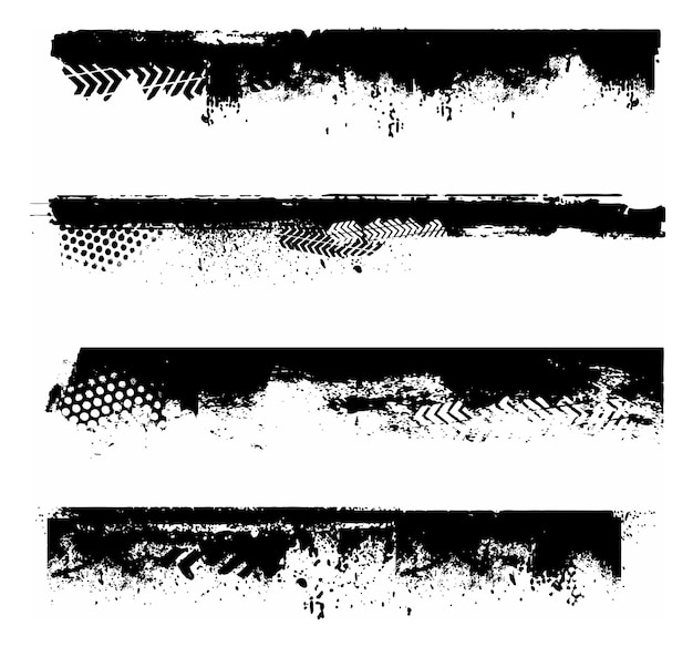 una serie di vettori grunge in bianco e nero