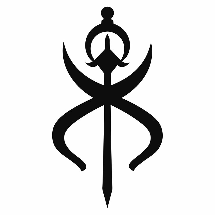 Vettore una silhouette nera del khanda, un simbolo spirituale sikh