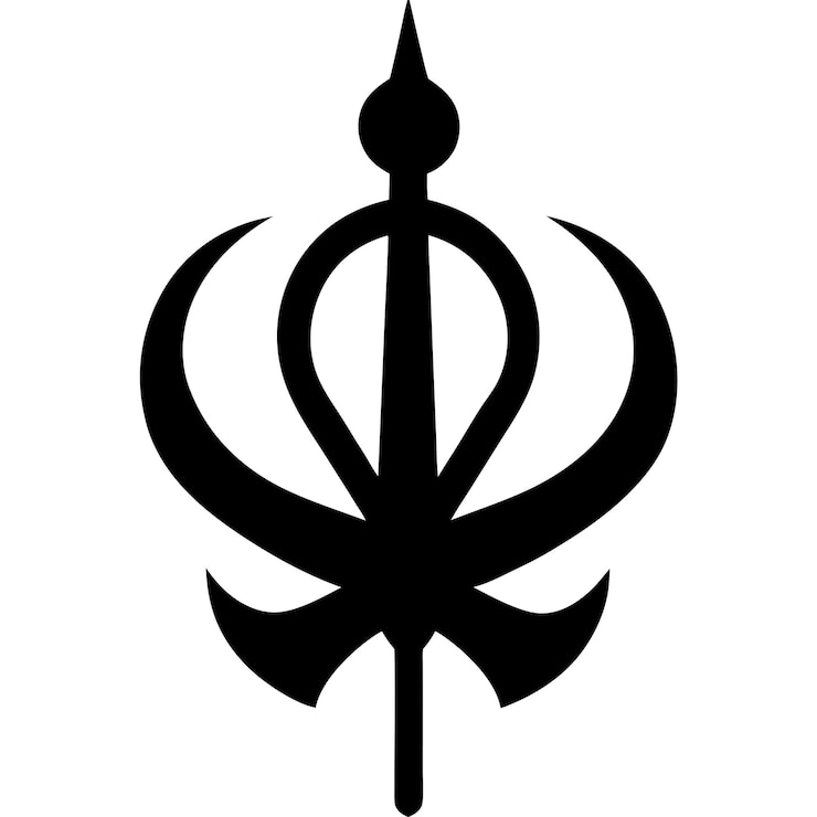 Vettore una silhouette nera del khanda, un simbolo spirituale sikh