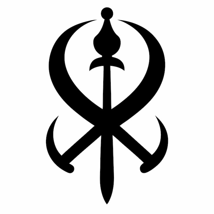 Vettore una silhouette nera del khanda, un simbolo spirituale sikh