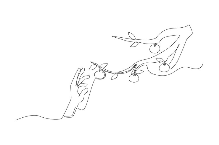 Vettore una singola linea di disegno a mano prende un albero di cachi maturo per cachi concetto di chuseok felice illustrazione vettoriale grafica di disegno a linea continua