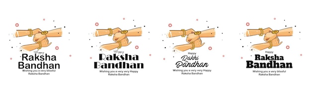 Una sorella sta legando rakhi alla mano di suo fratello in occasione del design tipografico di Raksha Bandhan