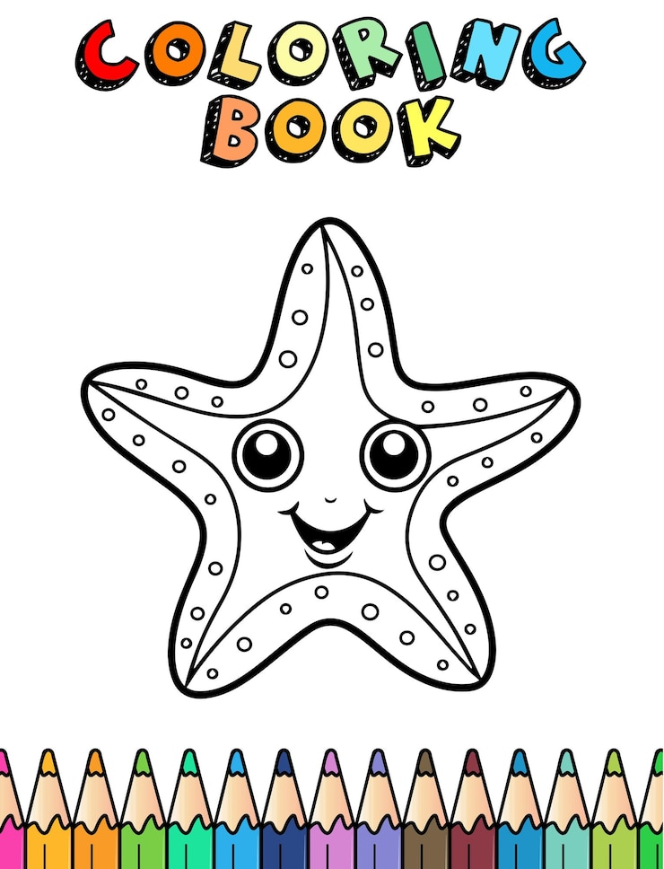 Vettore una stella marina è disegnata in cima a un libro.