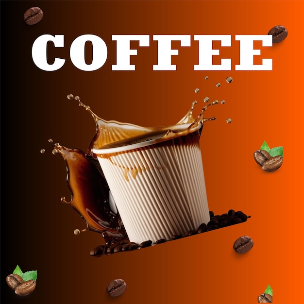 Una tazza di caffè con la parola caffè sopra