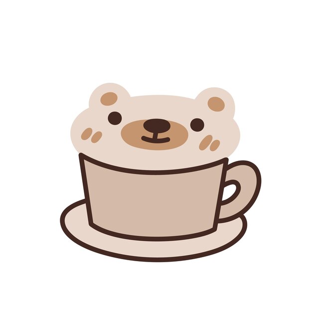 Una tazza di caffè sappuccino con schiuma a forma di orso divertente una bella bevanda calda da un caffè