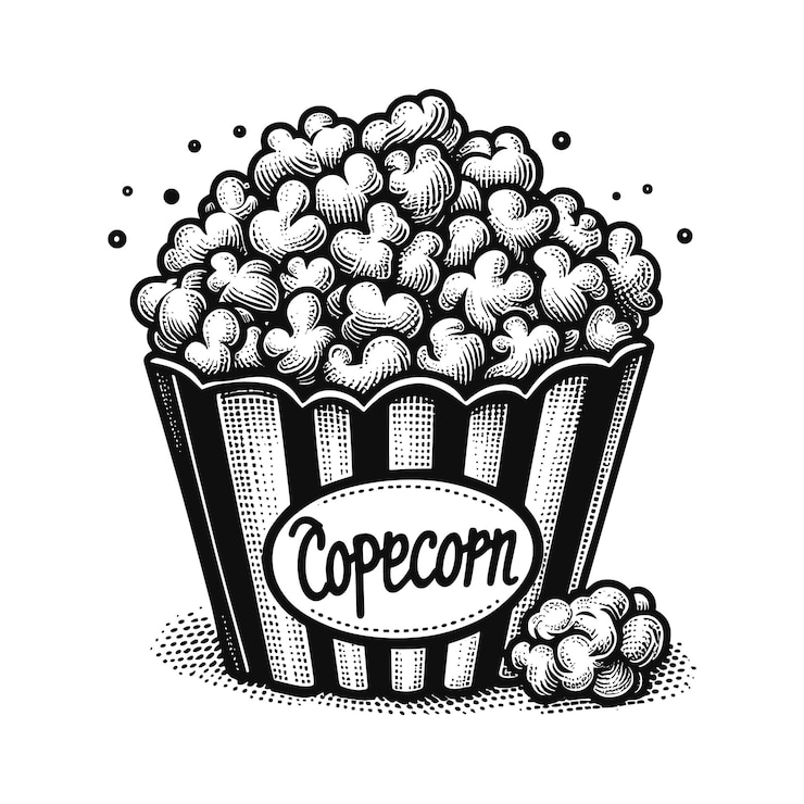 Vettore una tazza di popcorn con la parola muffin sopra