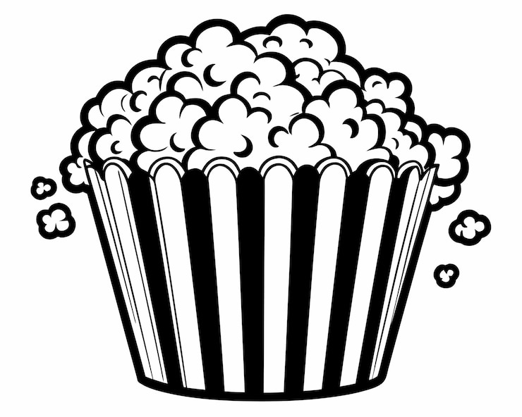 Vettore una tazza di popcorn con le parole " popcorn " sopra