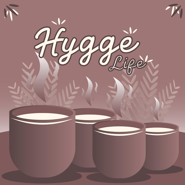Una tazza di tè per l'illustrazione di stile di vita hygge