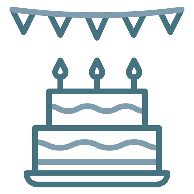 Vettore una torta di compleanno con candele su di essa e un banner che dice buon compleanno