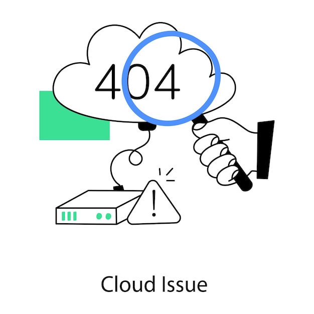 Una vignetta di una persona che tiene in mano una lente d'ingrandimento con una pagina 404 sopra.