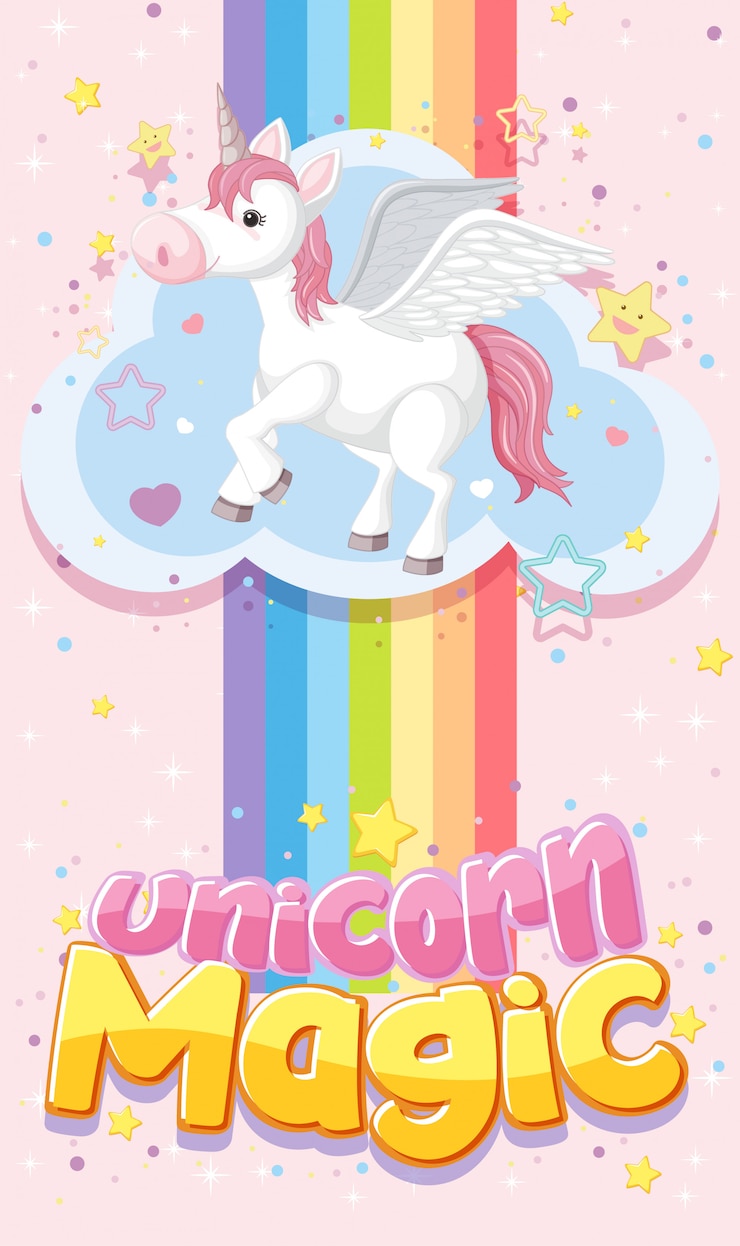 Vettore unicorno carino sul colore di sfondo pastello